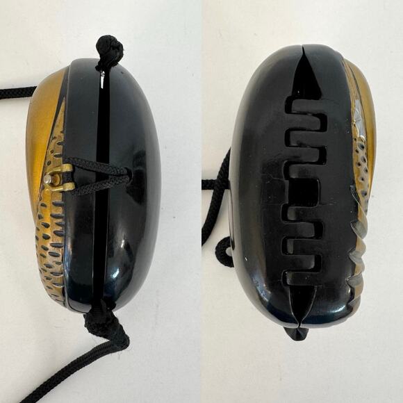 Timmy Woods Stars and Moon Wood Clutch Minaudiere Crossbody Bag Gold Black - Picture 7 of 14